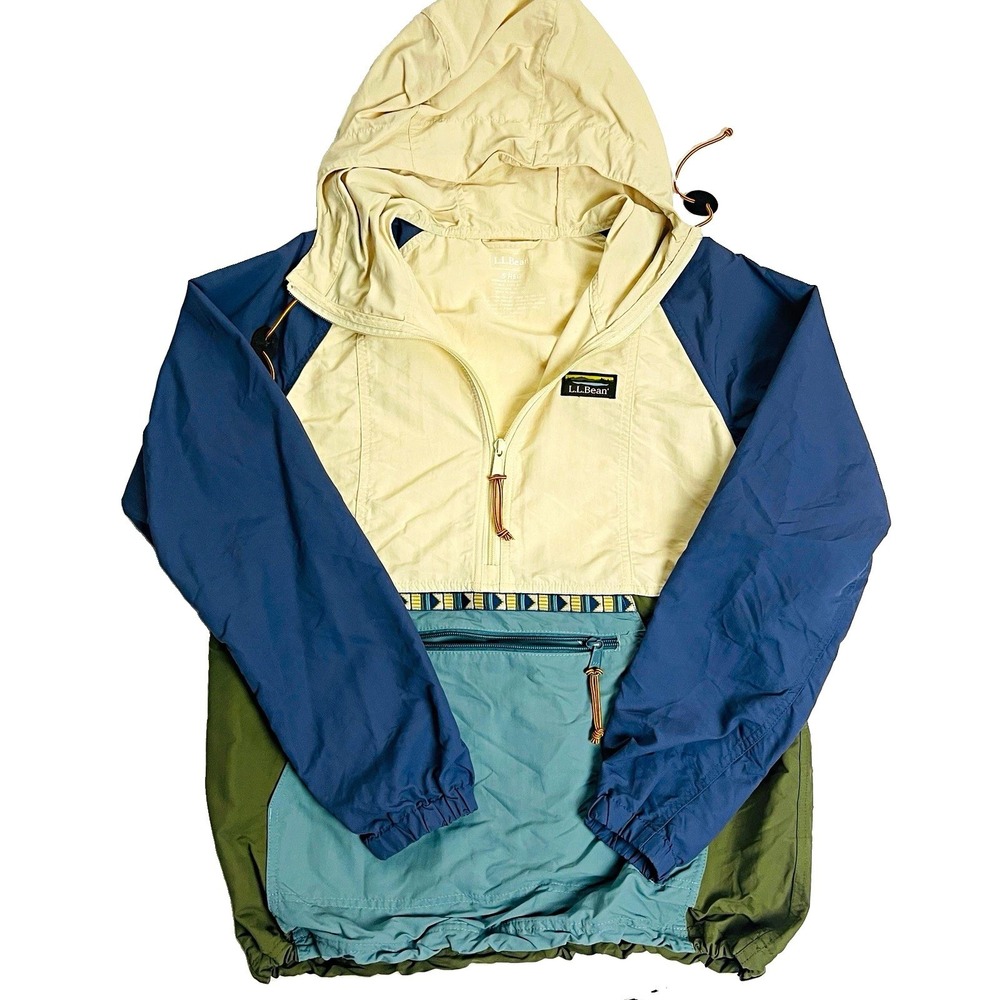 L.L.Bean Women's Mountain Classic Anorak Jacket S Color Block Packable Nylon